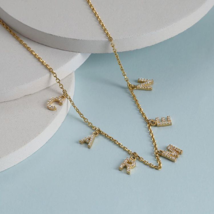  Pave Dangle Initial Necklace