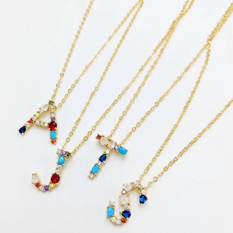 Rainbow Initial Necklace