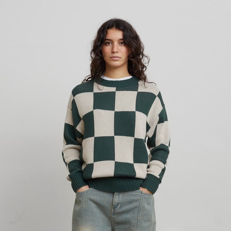 Checkerboard Sweater Green