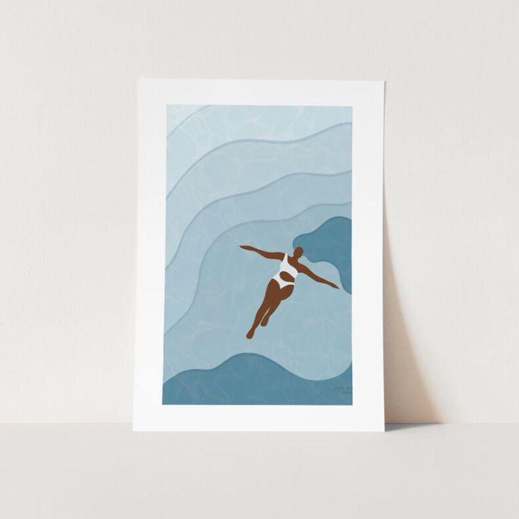 Black Girl Swimming Art Print