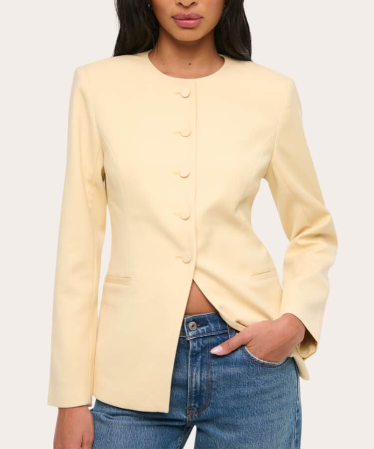 Collarless Suiting Blazer