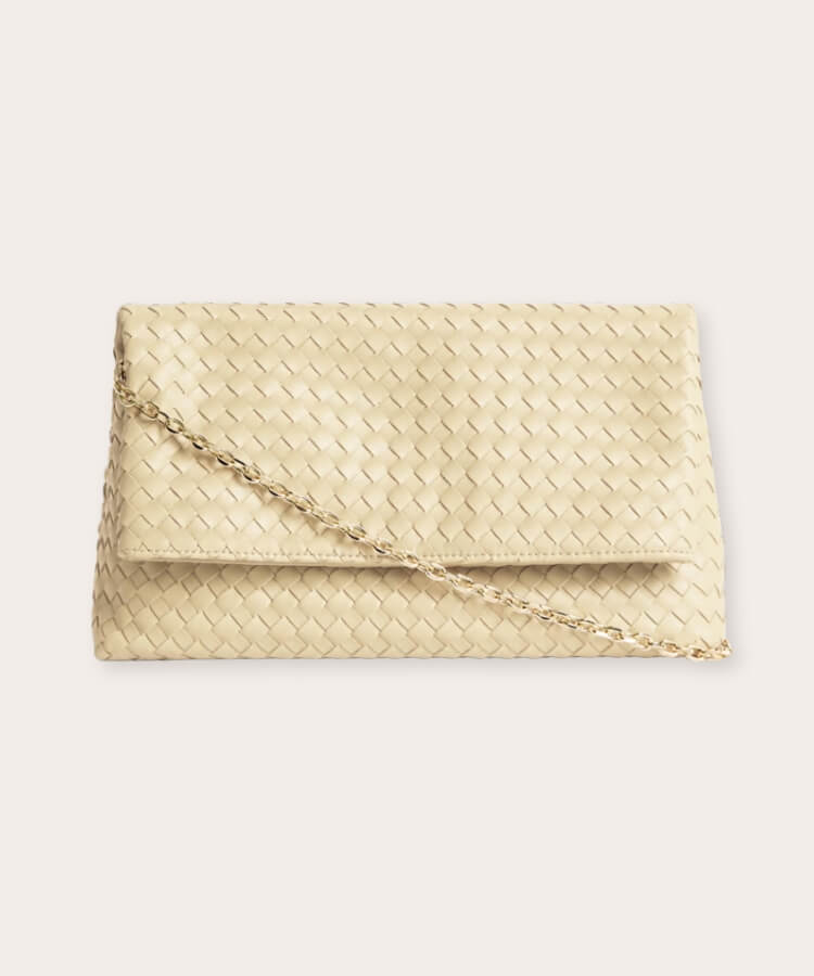 Faux Leather Woven Clutch