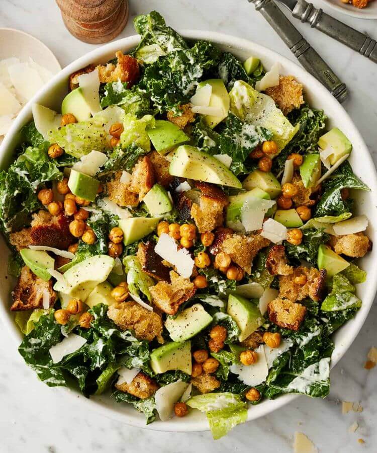 light lunch recipes kale caesar salad