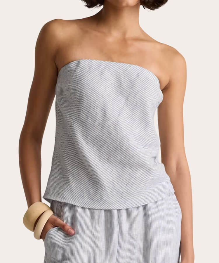 Linen Strapless Top