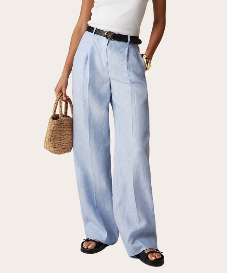Wide-Leg Linen Pants