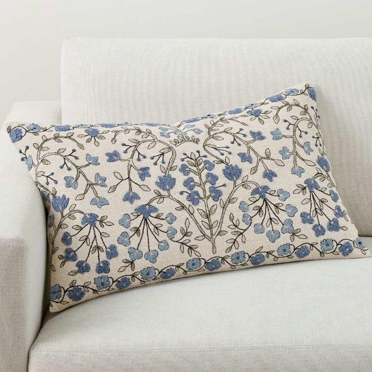 Embroidered Lumbar Pillow