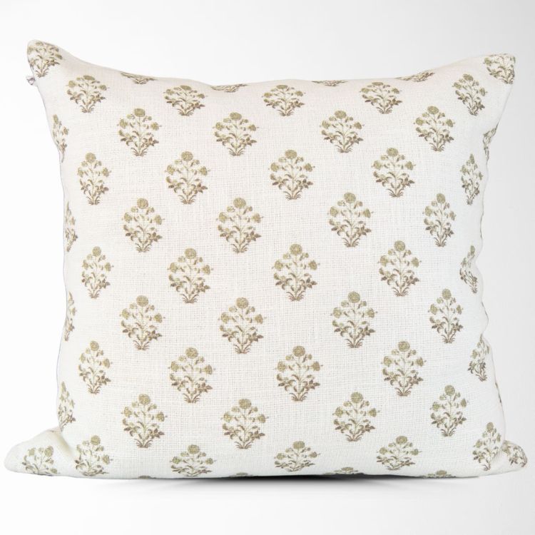 Floral Block Print Pillow Cover