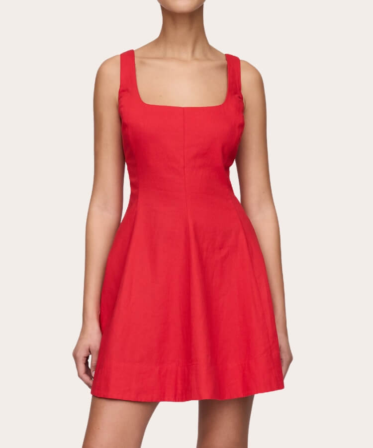 Linen-Blend Mini Dress