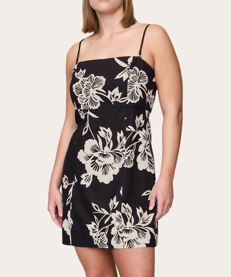 Linen-Blend Mini Dress