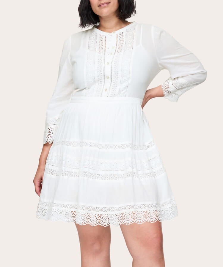 Lace-Trim Mini Dress