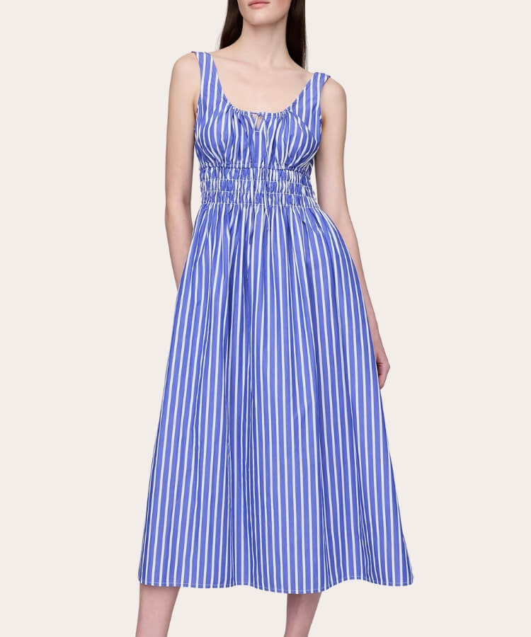 Poplin Smocked Midi Dress