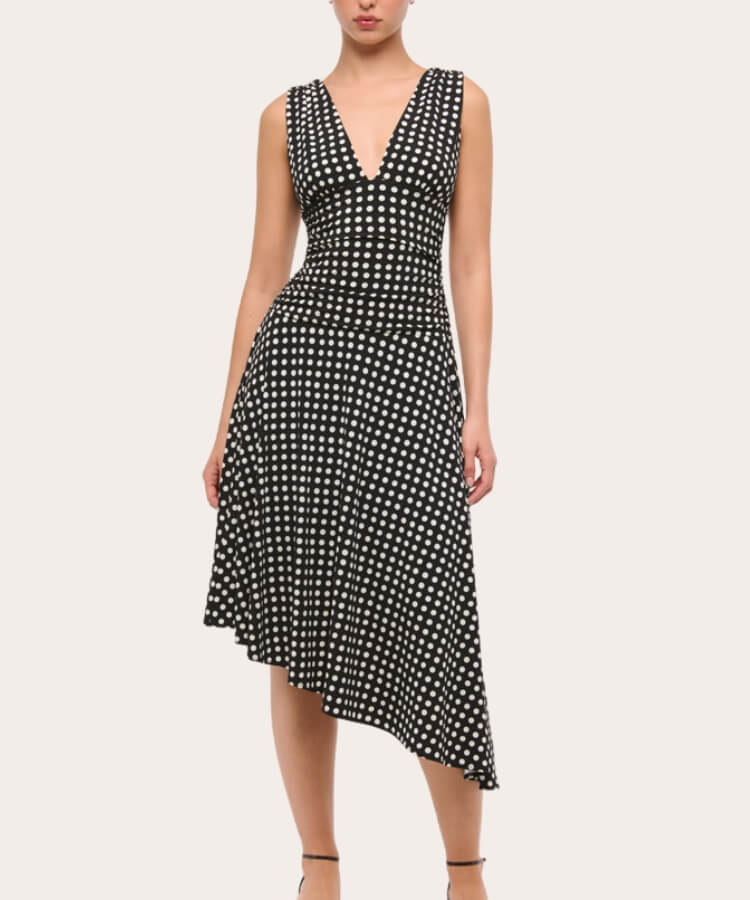 Plunge Ruched Midi Dress