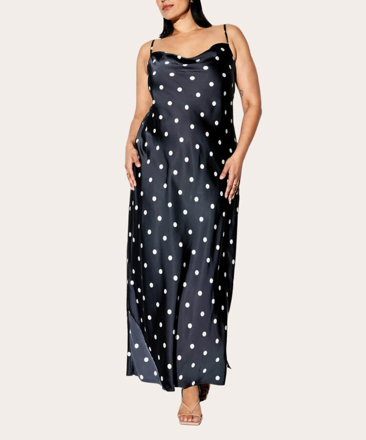 Satin Cowl Maxi Dress