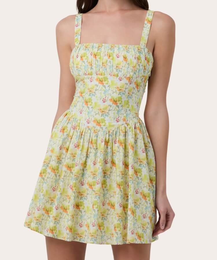 Ruched Bodice Cotton Dress