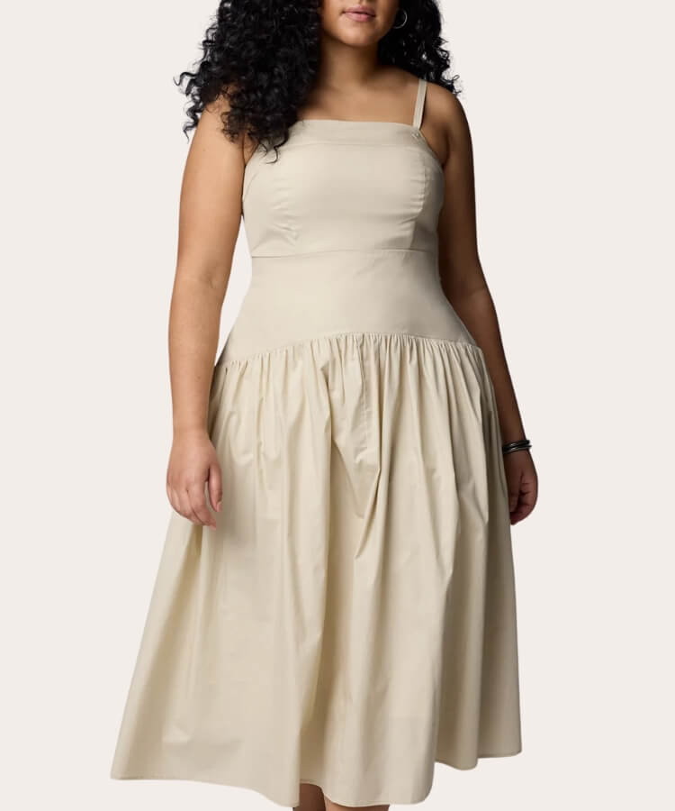 Drop-Waist Midi Dress