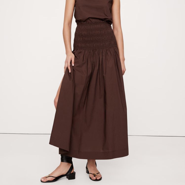 Smocked-Waist Maxi Skirt