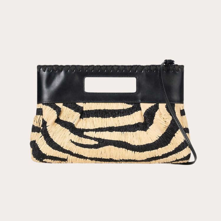 Zebra Raffia Clutch