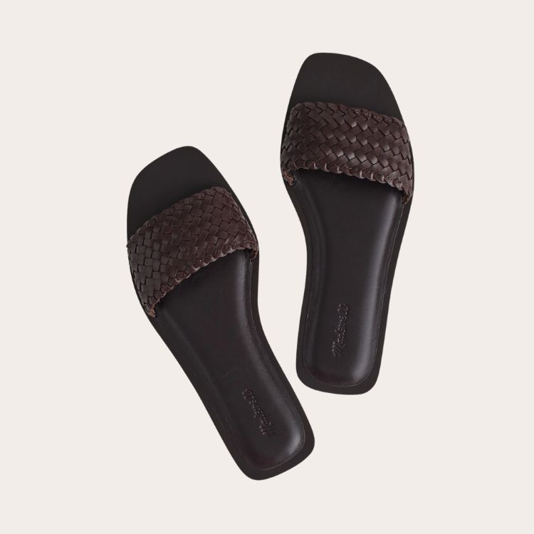 Woven Leather Slide Sandals