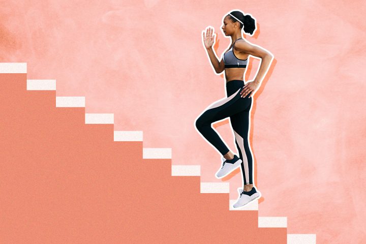 woman climbing stairs