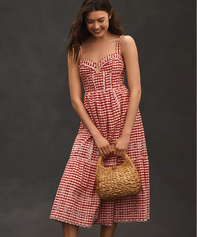 Sleeveless Gingham Midi Dress
