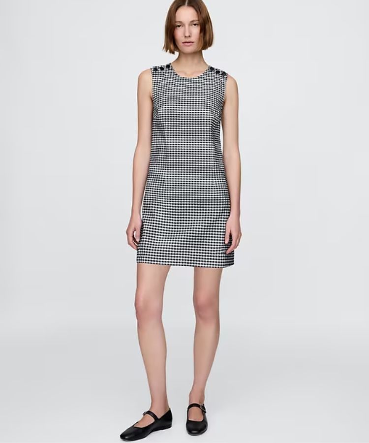 Gingham Denim Mini Dress