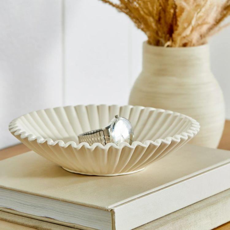 Off-White Decorative Ribbon Bowl