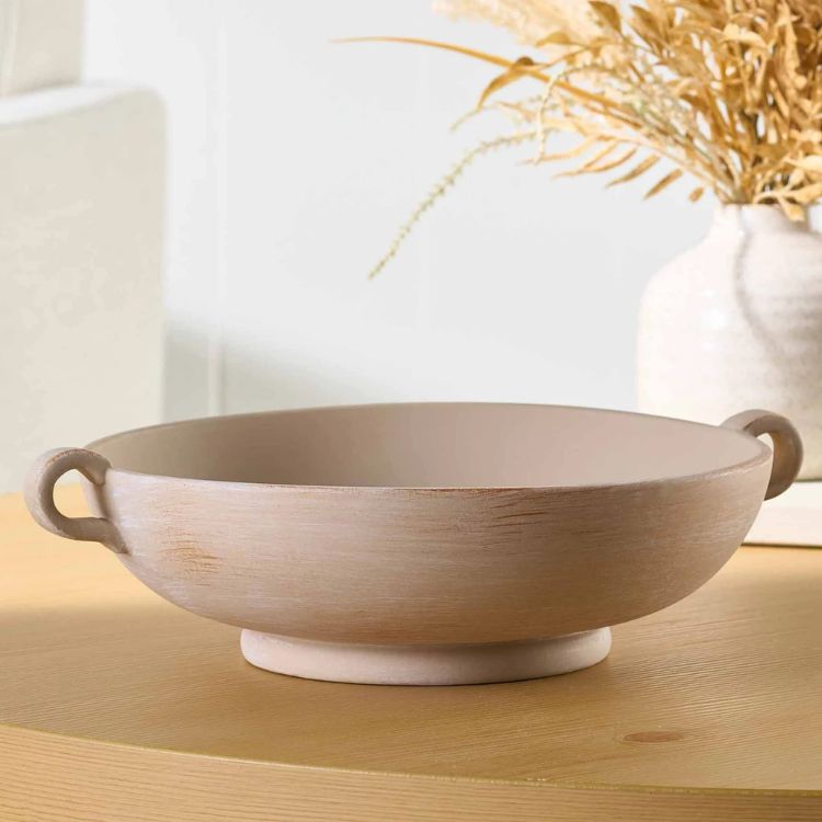 Ceramic Low Stone Distressed Bowl