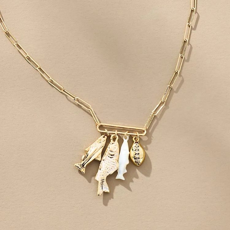 Fish Bar Charm Paperclip Necklace