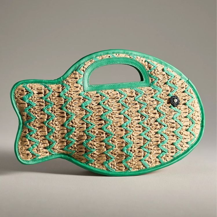 Raffia Fish Top-Handle Bag