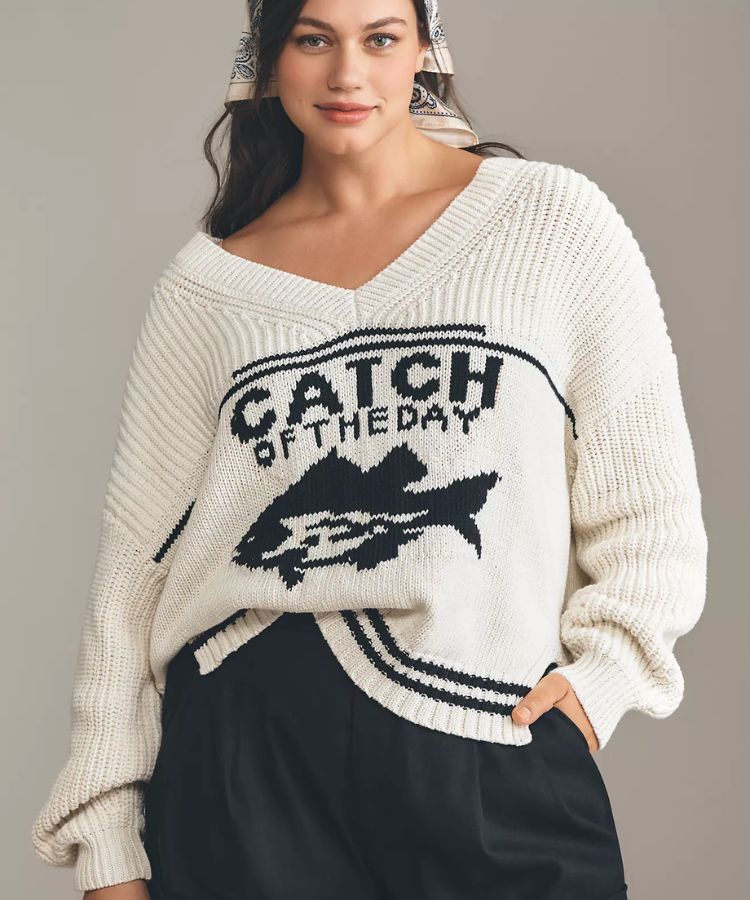 V-Neck Nautical Sweater
