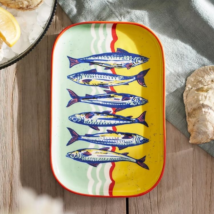 Sardines Stoneware Serving Platter