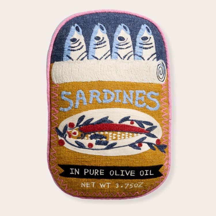 Multicolor Tinned Fish Throw Pillow